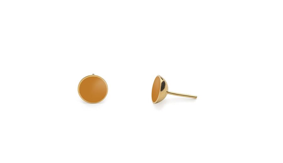 Brincos Prata Dourada 925 e resina com Ø 5 a 6 mm feitos à mão em Portugal na cor mostarda